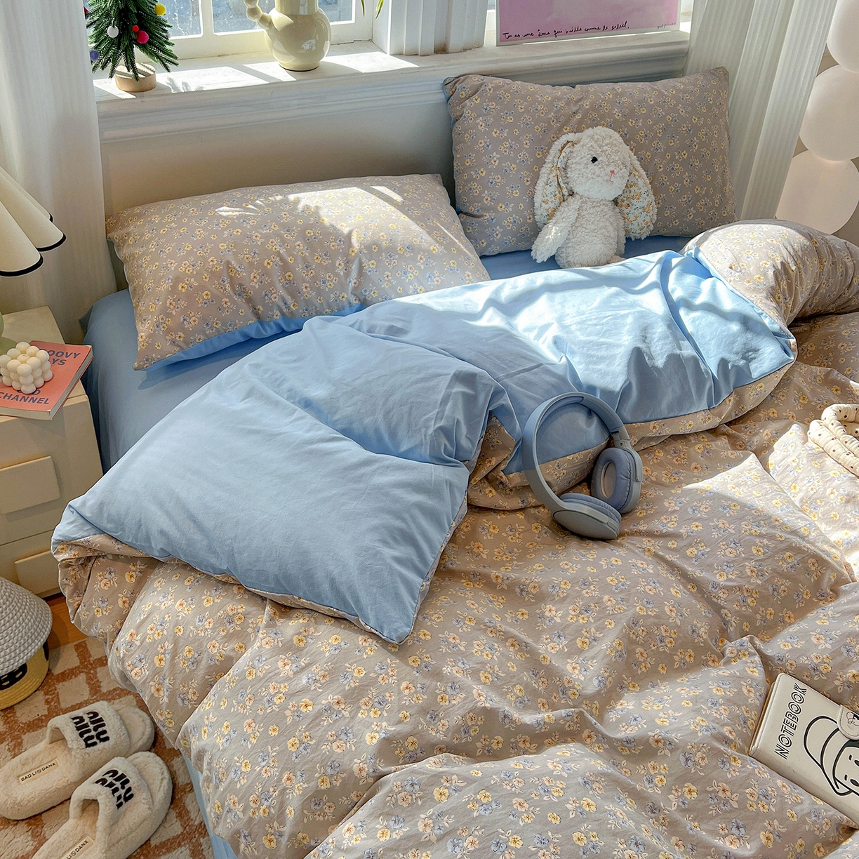 91家纺网 家纺一手货源 找家纺 梵克保罗 2026新款A类古法水洗仿棉云感纱四件套 白兰地