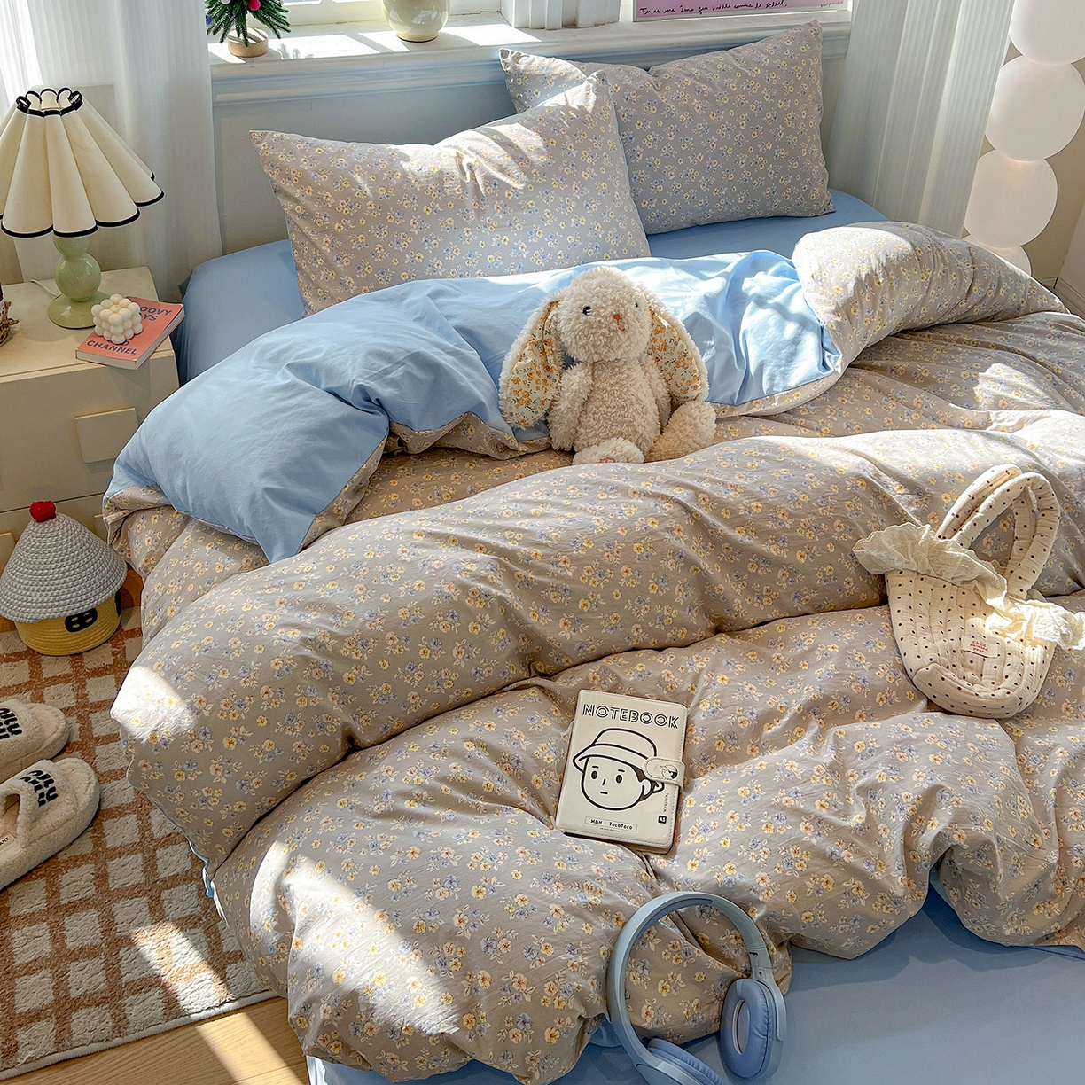 91家纺网 家纺一手货源 找家纺 梵克保罗 2026新款A类古法水洗仿棉云感纱四件套 白兰地