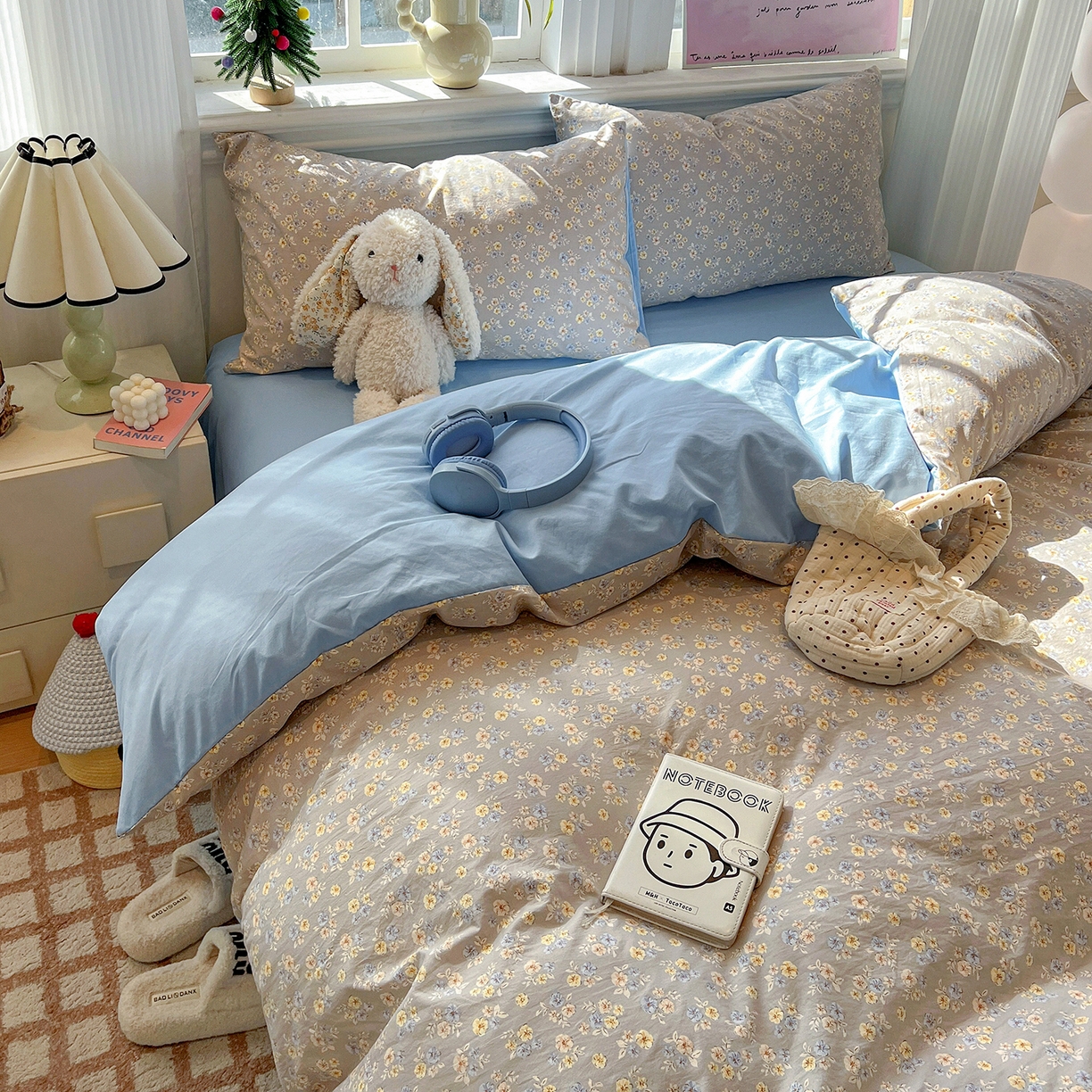 91家纺网 家纺一手货源 找家纺 梵克保罗 2026新款A类古法水洗仿棉云感纱四件套 白兰地