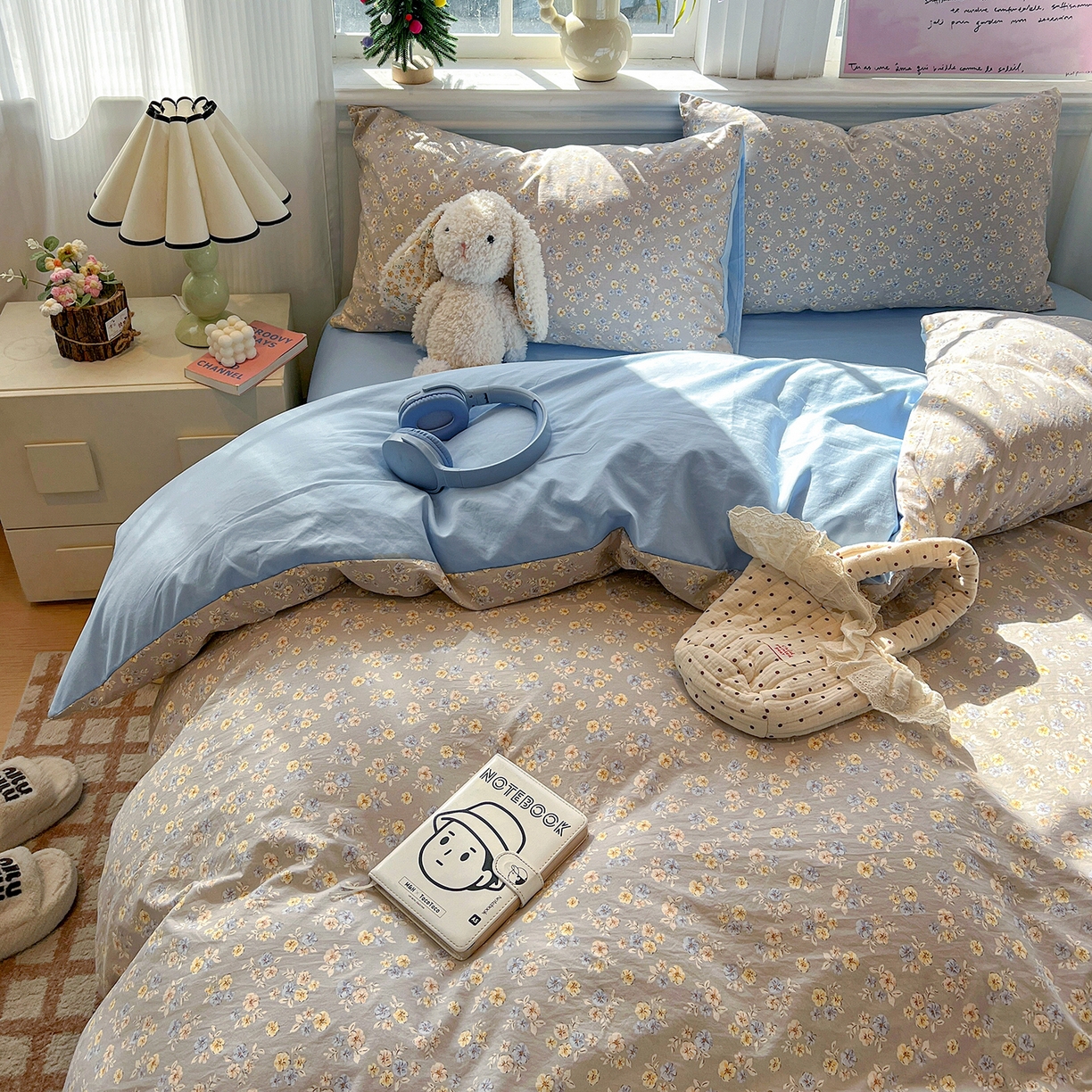 91家纺网 家纺一手货源 找家纺 梵克保罗 2026新款A类古法水洗仿棉云感纱四件套 白兰地