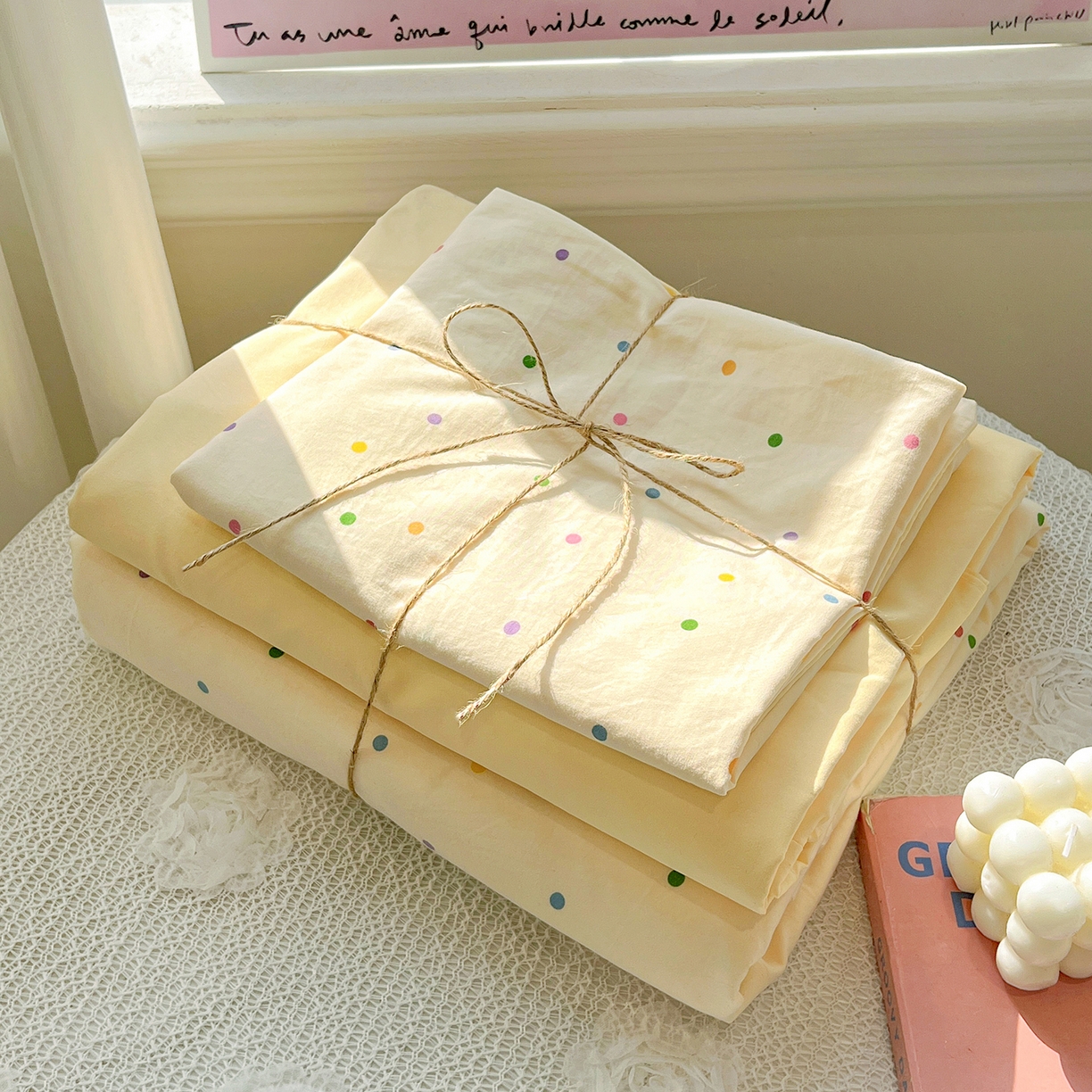 91家纺网 家纺一手货源 找家纺 梵克保罗 2026新款A类古法水洗仿棉云感纱四件套 彩波波