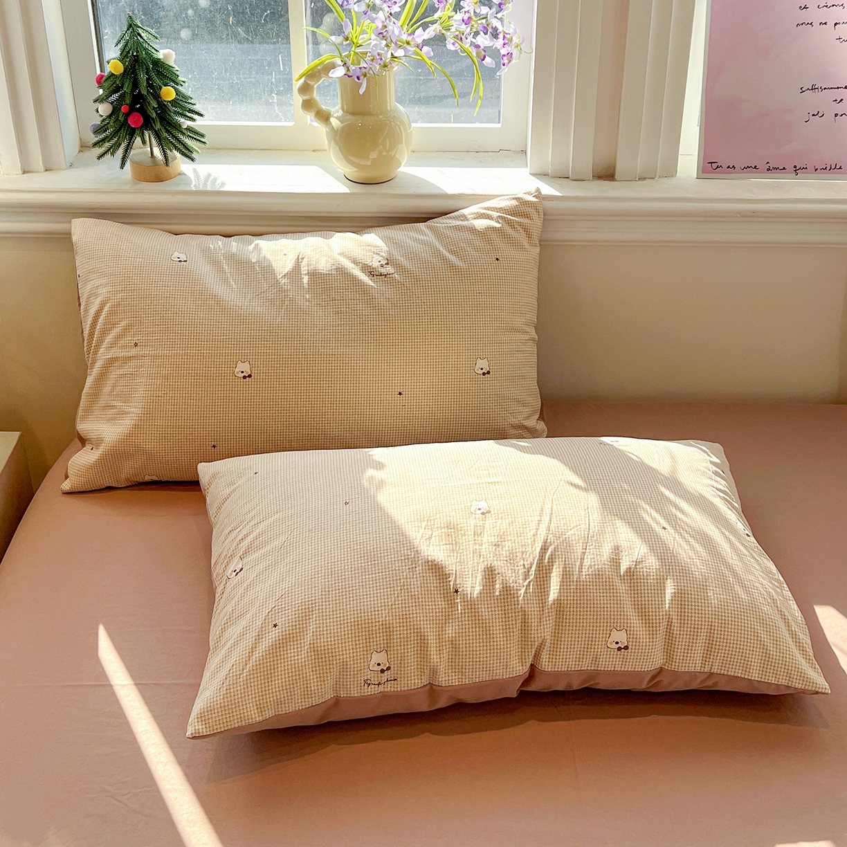 91家纺网 家纺一手货源 找家纺 梵克保罗 2026新款A类古法水洗仿棉云感纱四件套 格纹狗