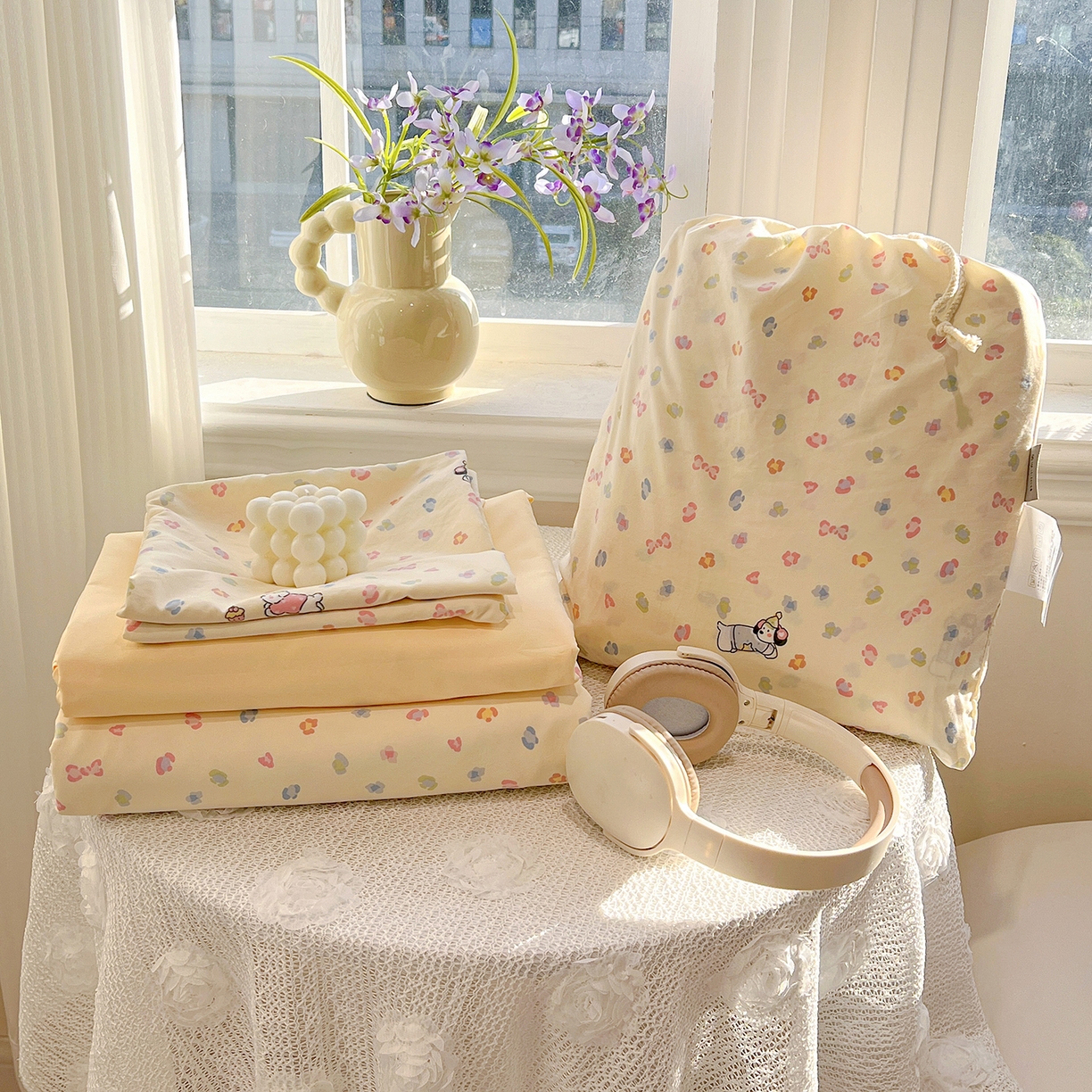 梵克保罗 2026新款A类古法水洗仿棉云感纱四件套 嗨皮狗