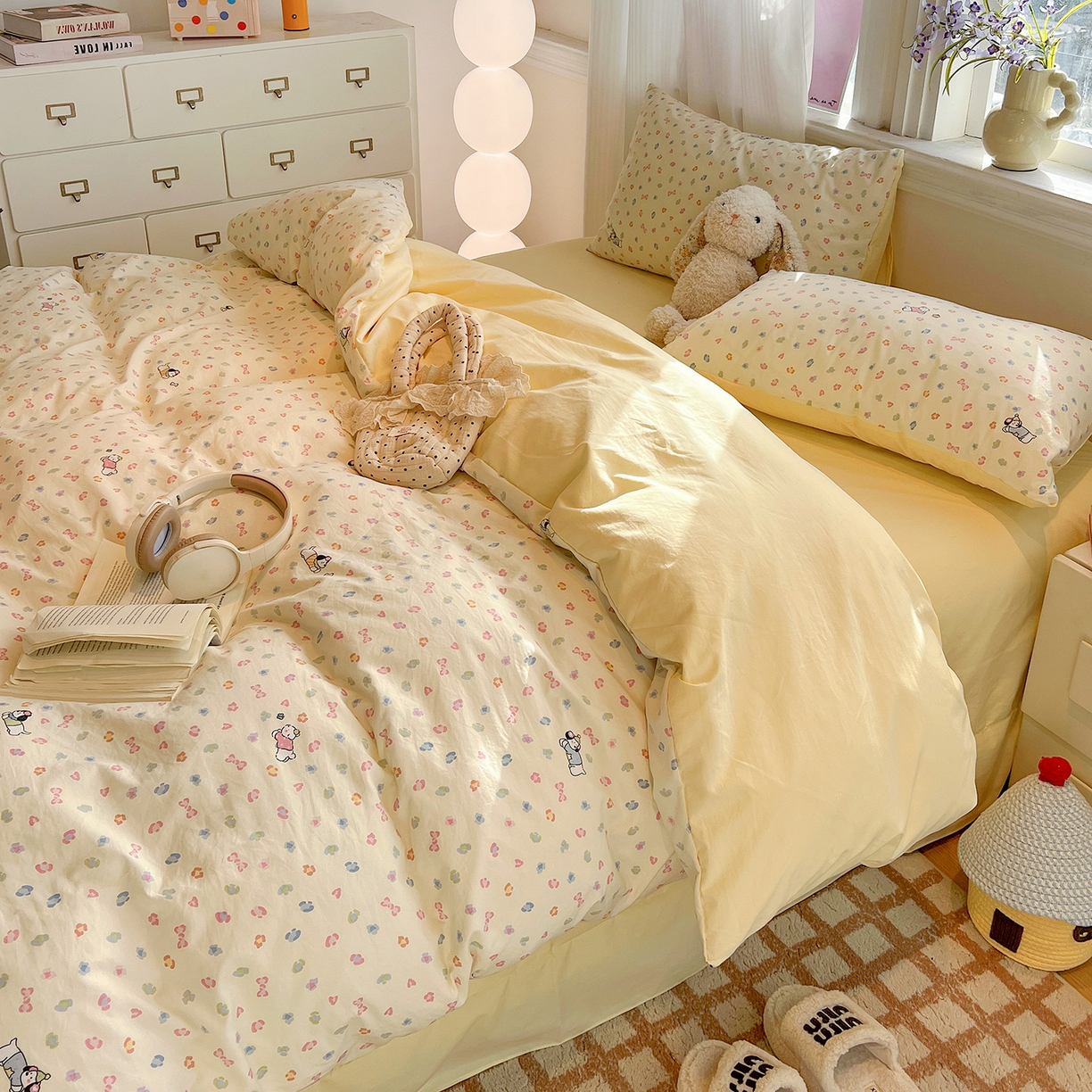 91家纺网 家纺一手货源 找家纺 梵克保罗 2026新款A类古法水洗仿棉云感纱四件套 嗨皮狗