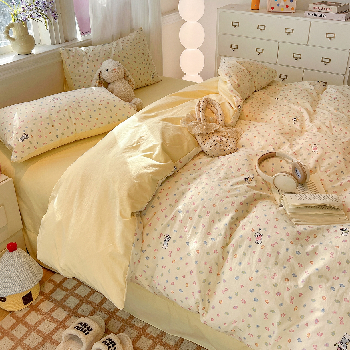 91家纺网 家纺一手货源 找家纺 梵克保罗 2026新款A类古法水洗仿棉云感纱四件套 嗨皮狗