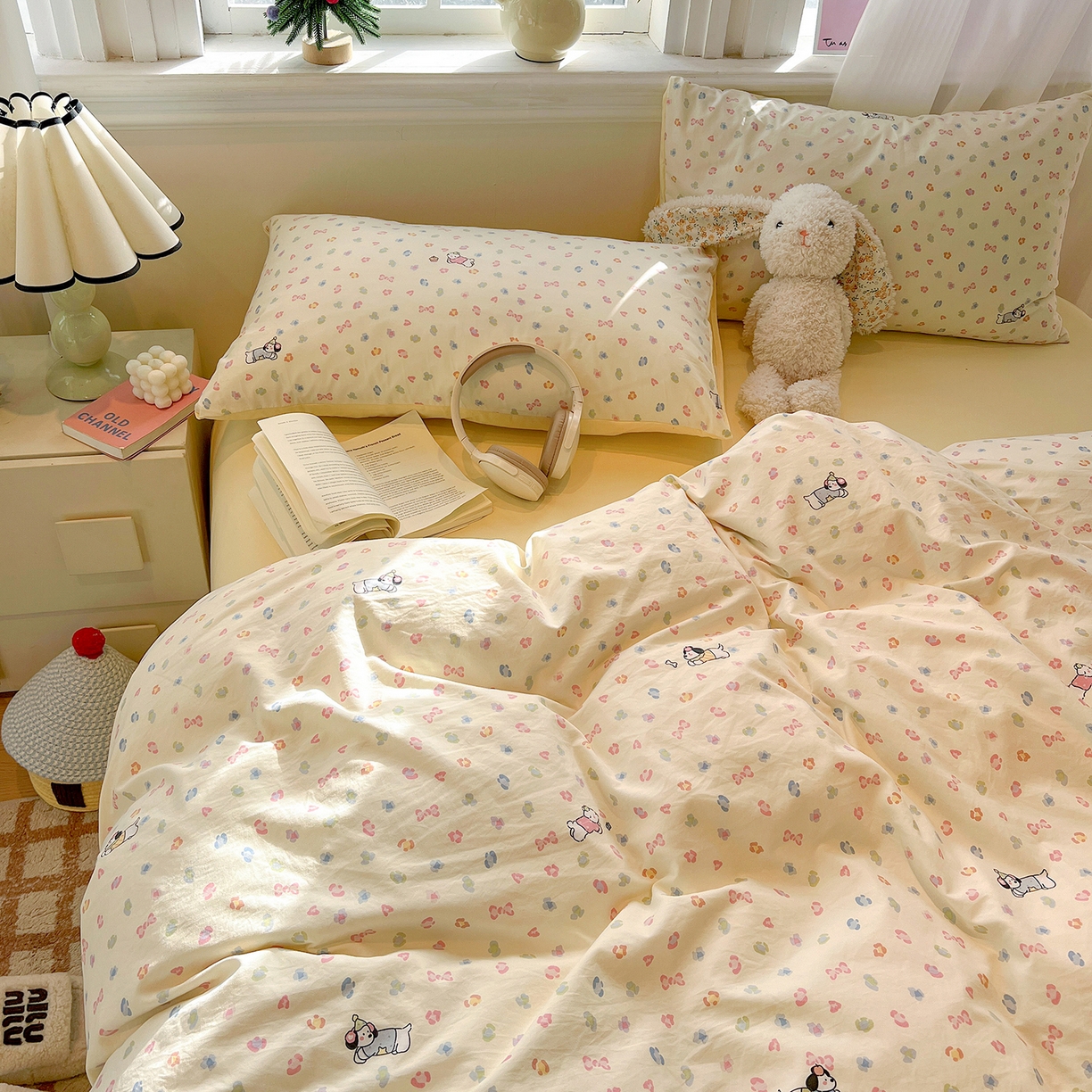 91家纺网 家纺一手货源 找家纺 梵克保罗 2026新款A类古法水洗仿棉云感纱四件套 嗨皮狗