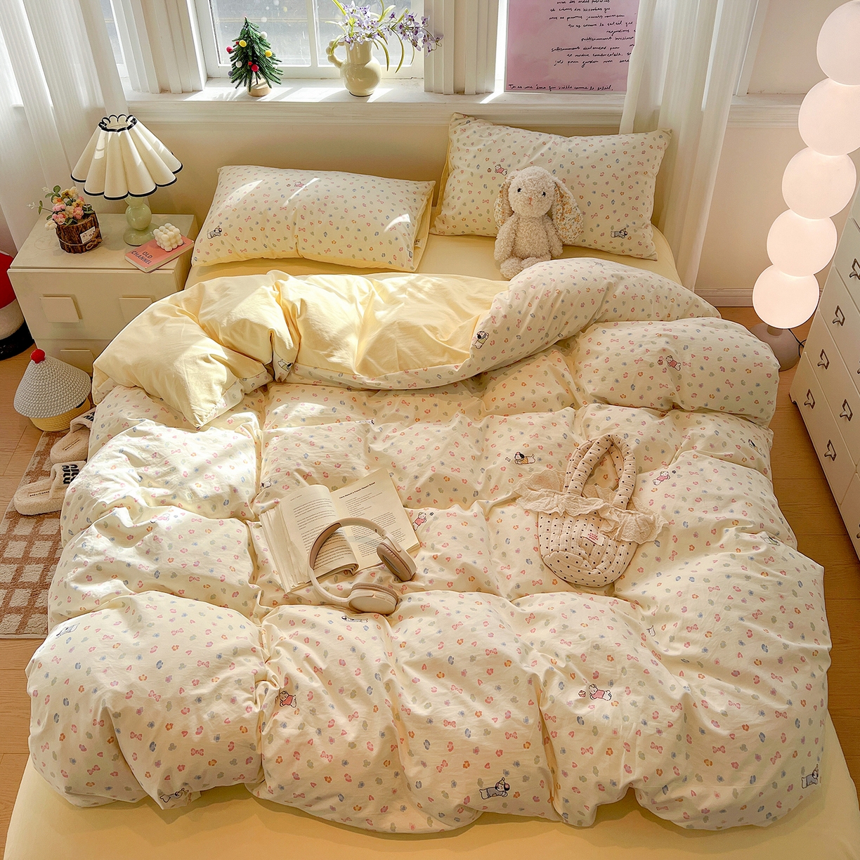 91家纺网 家纺一手货源 找家纺 梵克保罗 2026新款A类古法水洗仿棉云感纱四件套 嗨皮狗