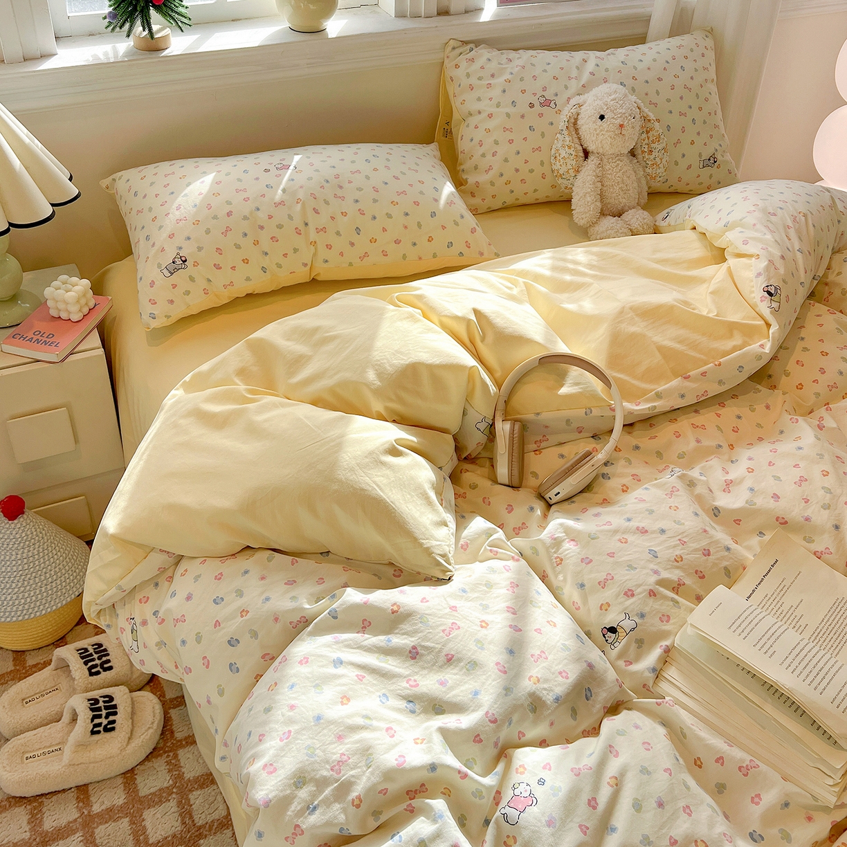 91家纺网 家纺一手货源 找家纺 梵克保罗 2026新款A类古法水洗仿棉云感纱四件套 嗨皮狗