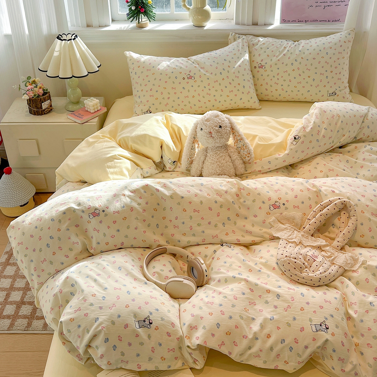 91家纺网 家纺一手货源 找家纺 梵克保罗 2026新款A类古法水洗仿棉云感纱四件套 嗨皮狗