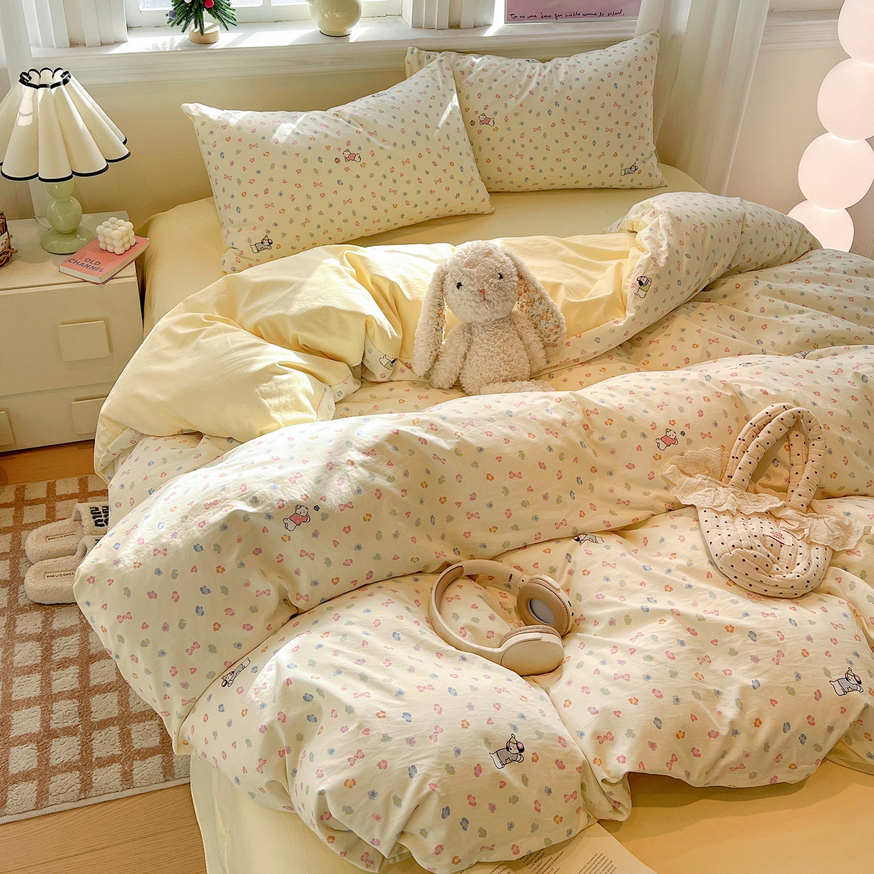 91家纺网 家纺一手货源 找家纺 梵克保罗 2026新款A类古法水洗仿棉云感纱四件套 嗨皮狗