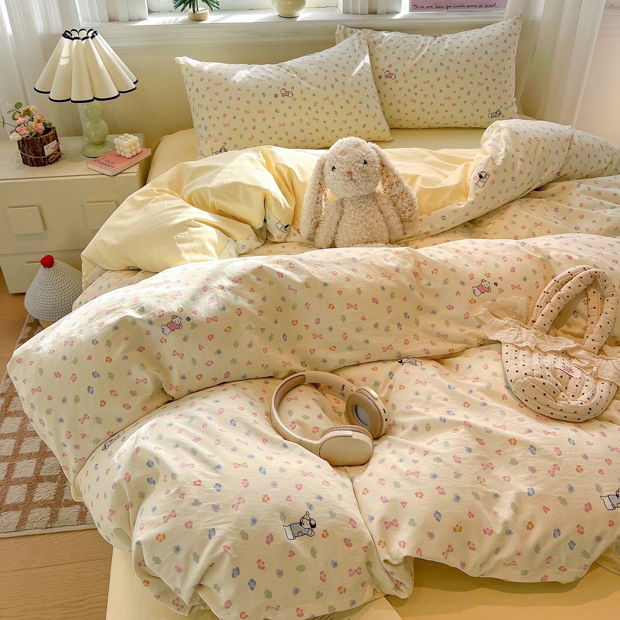 91家纺网 家纺一手货源 找家纺 梵克保罗 2026新款A类古法水洗仿棉云感纱四件套 嗨皮狗