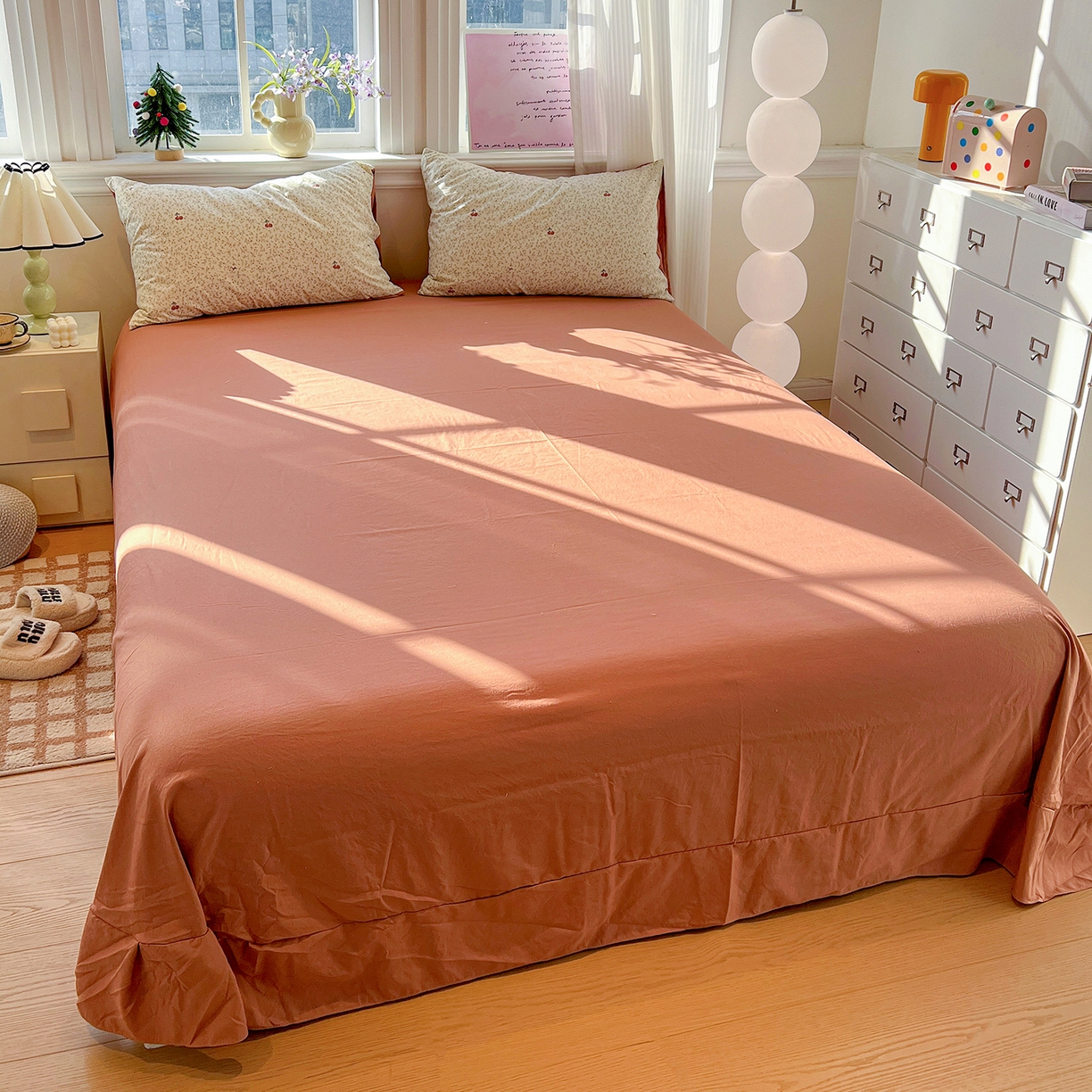 91家纺网 家纺一手货源 找家纺 梵克保罗 2026新款A类古法水洗仿棉云感纱四件套 酱果