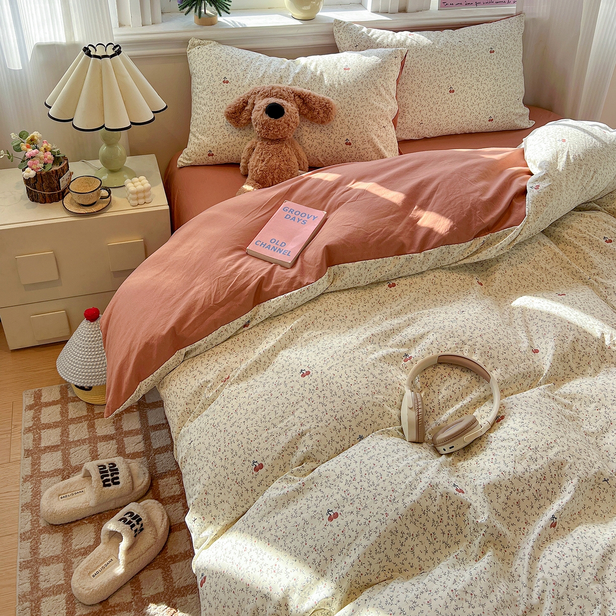 91家纺网 家纺一手货源 找家纺 梵克保罗 2026新款A类古法水洗仿棉云感纱四件套 酱果