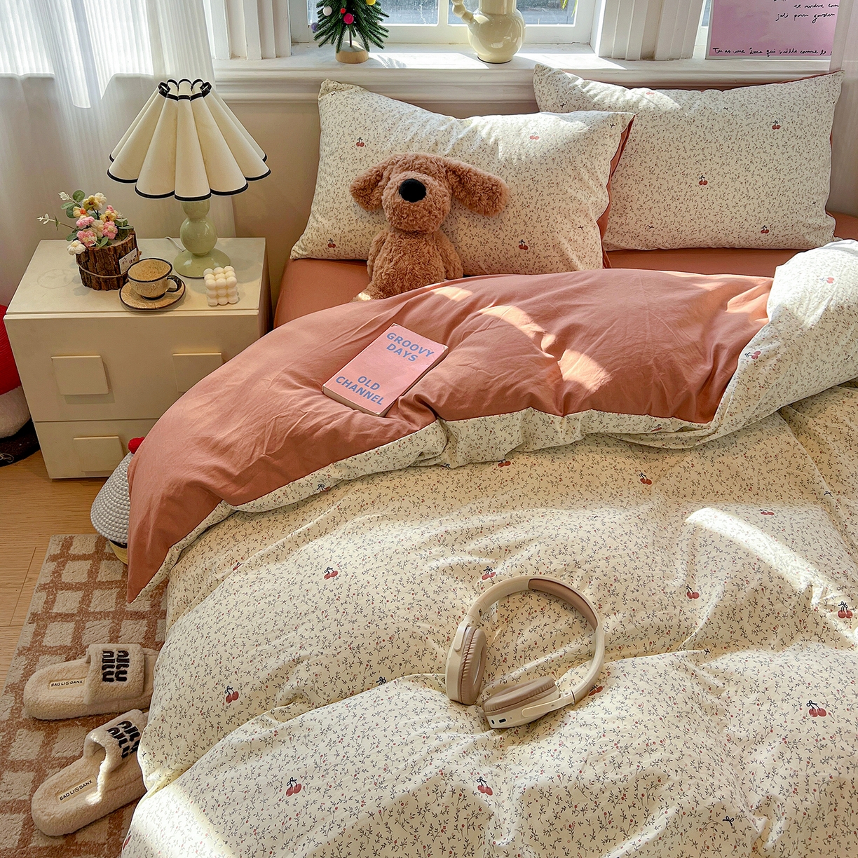 91家纺网 家纺一手货源 找家纺 梵克保罗 2026新款A类古法水洗仿棉云感纱四件套 酱果