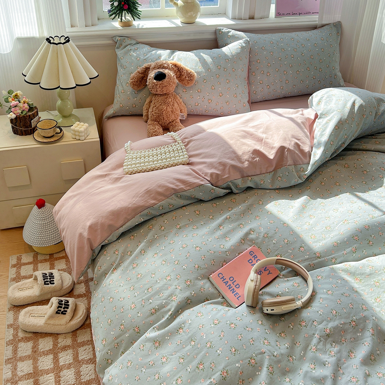 91家纺网 家纺一手货源 找家纺 梵克保罗 2026新款A类古法水洗仿棉云感纱四件套 莉莉安