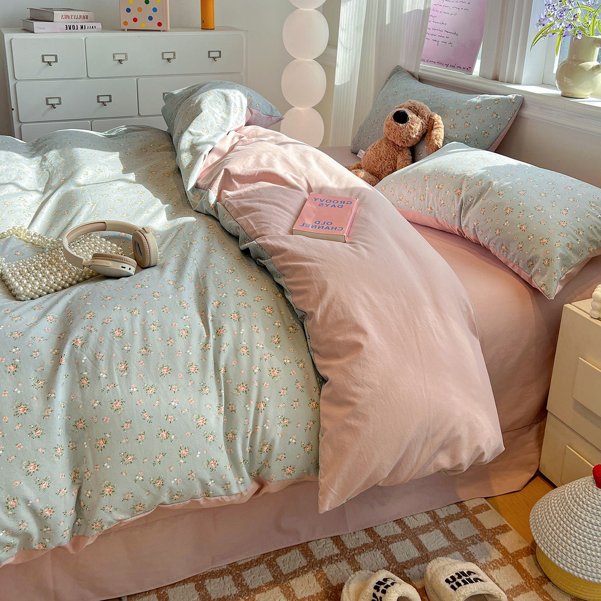 91家纺网 家纺一手货源 找家纺 梵克保罗 2026新款A类古法水洗仿棉云感纱四件套 莉莉安