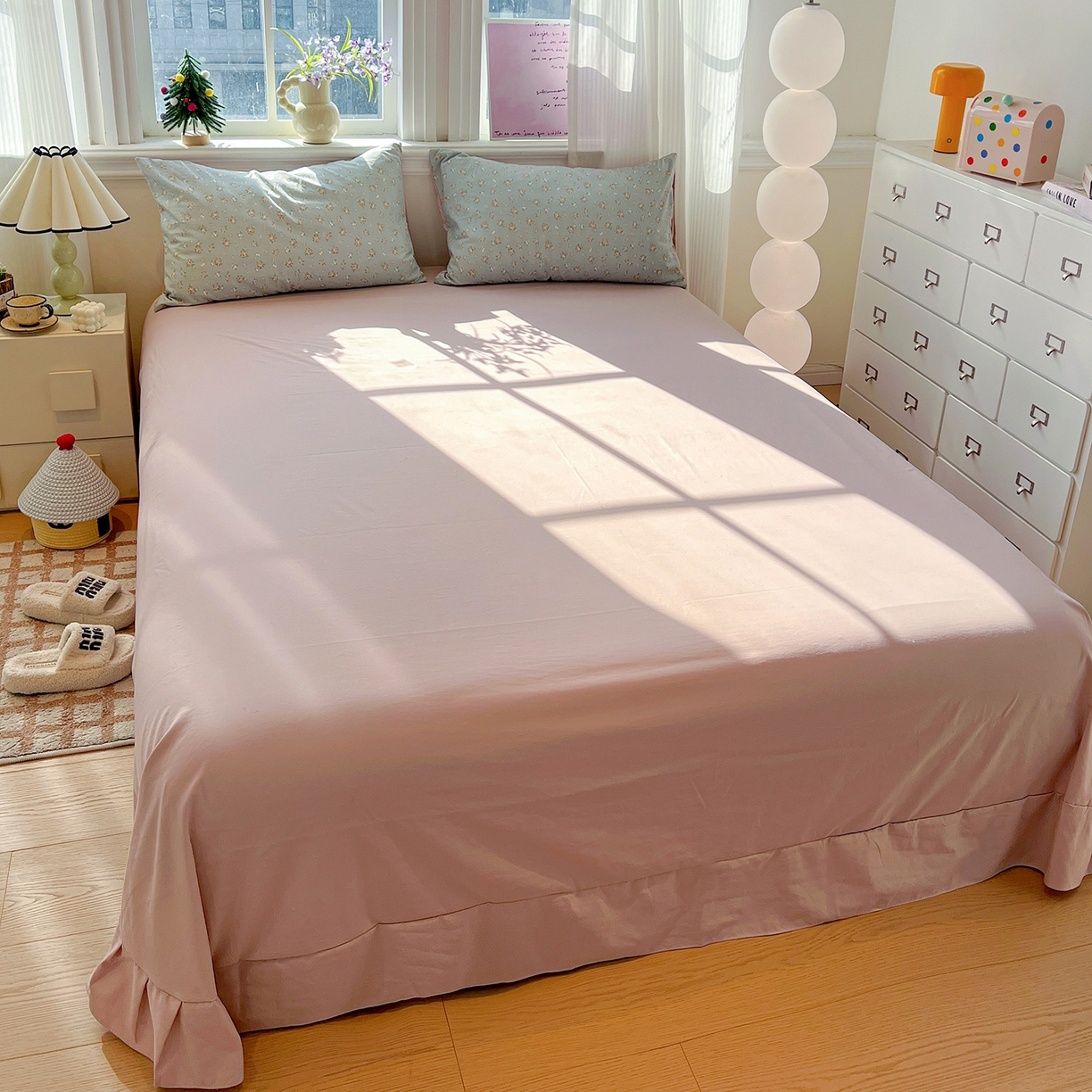 91家纺网 家纺一手货源 找家纺 梵克保罗 2026新款A类古法水洗仿棉云感纱四件套 莉莉安