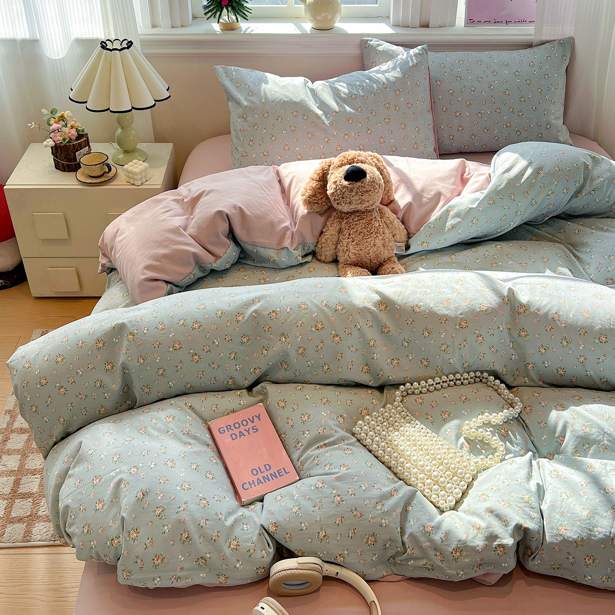 91家纺网 家纺一手货源 找家纺 梵克保罗 2026新款A类古法水洗仿棉云感纱四件套 莉莉安