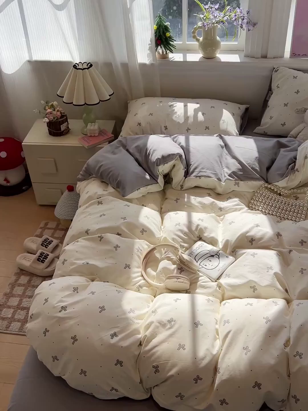 91家纺网 家纺一手货源 找家纺 梵克保罗 2026新款A类古法水洗仿棉云感纱四件套 梦幻灰