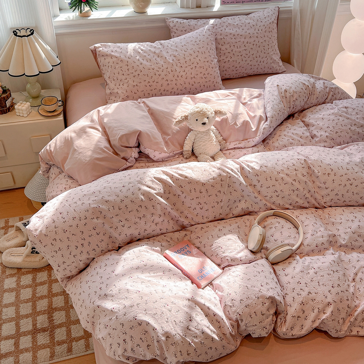 91家纺网 家纺一手货源 找家纺 梵克保罗 2026新款A类古法水洗仿棉云感纱四件套 浅梦