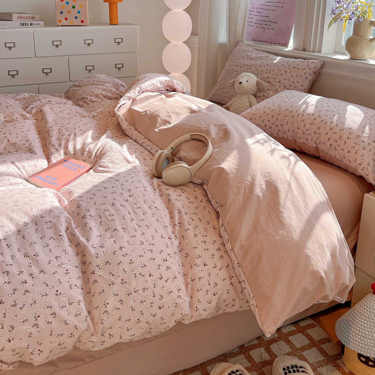 91家纺网 家纺一手货源 找家纺 梵克保罗 2026新款A类古法水洗仿棉云感纱四件套 浅梦