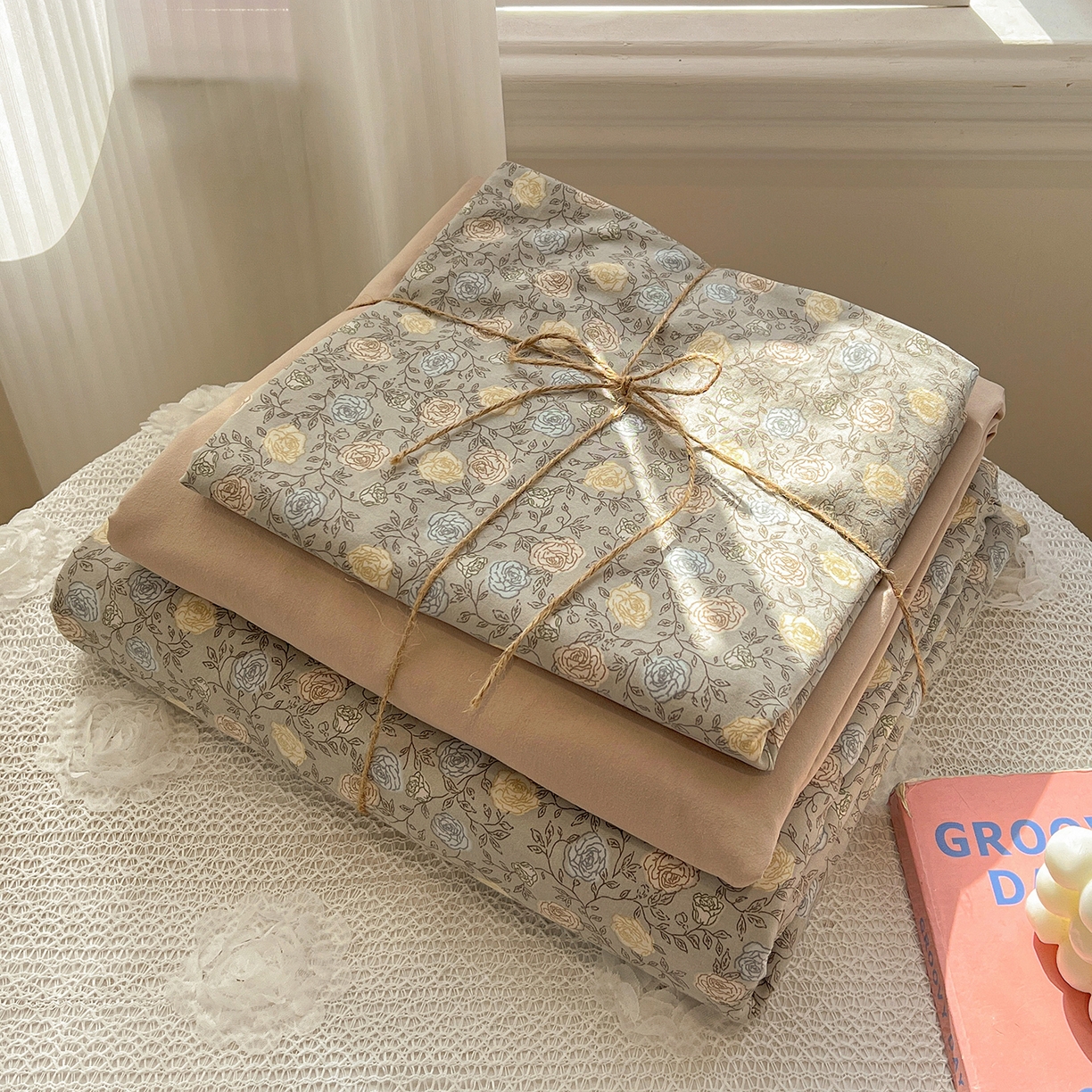 91家纺网 家纺一手货源 找家纺 梵克保罗 2026新款A类古法水洗仿棉云感纱四件套 森屿