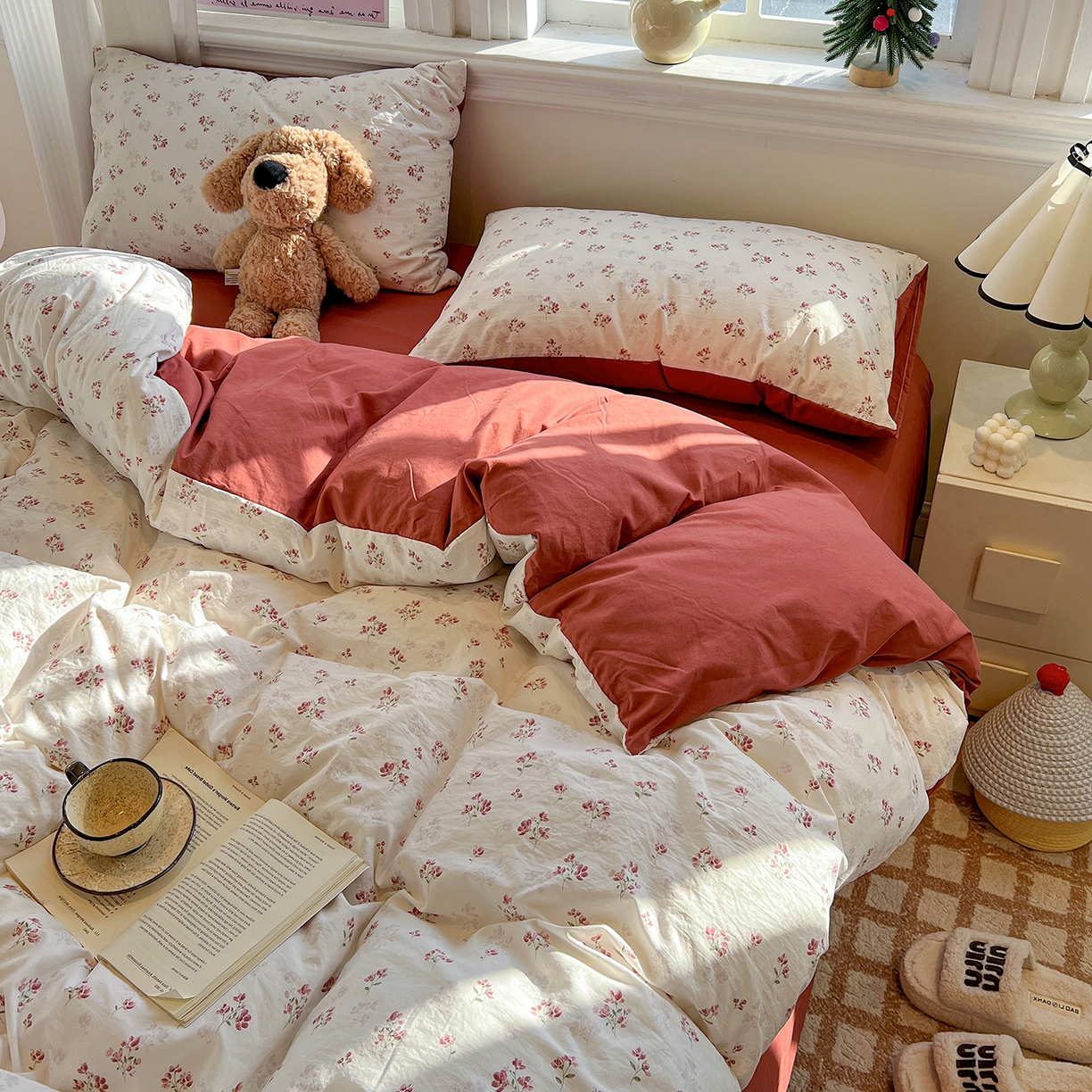 91家纺网 家纺一手货源 找家纺 梵克保罗 2026新款A类古法水洗仿棉云感纱四件套 疏影