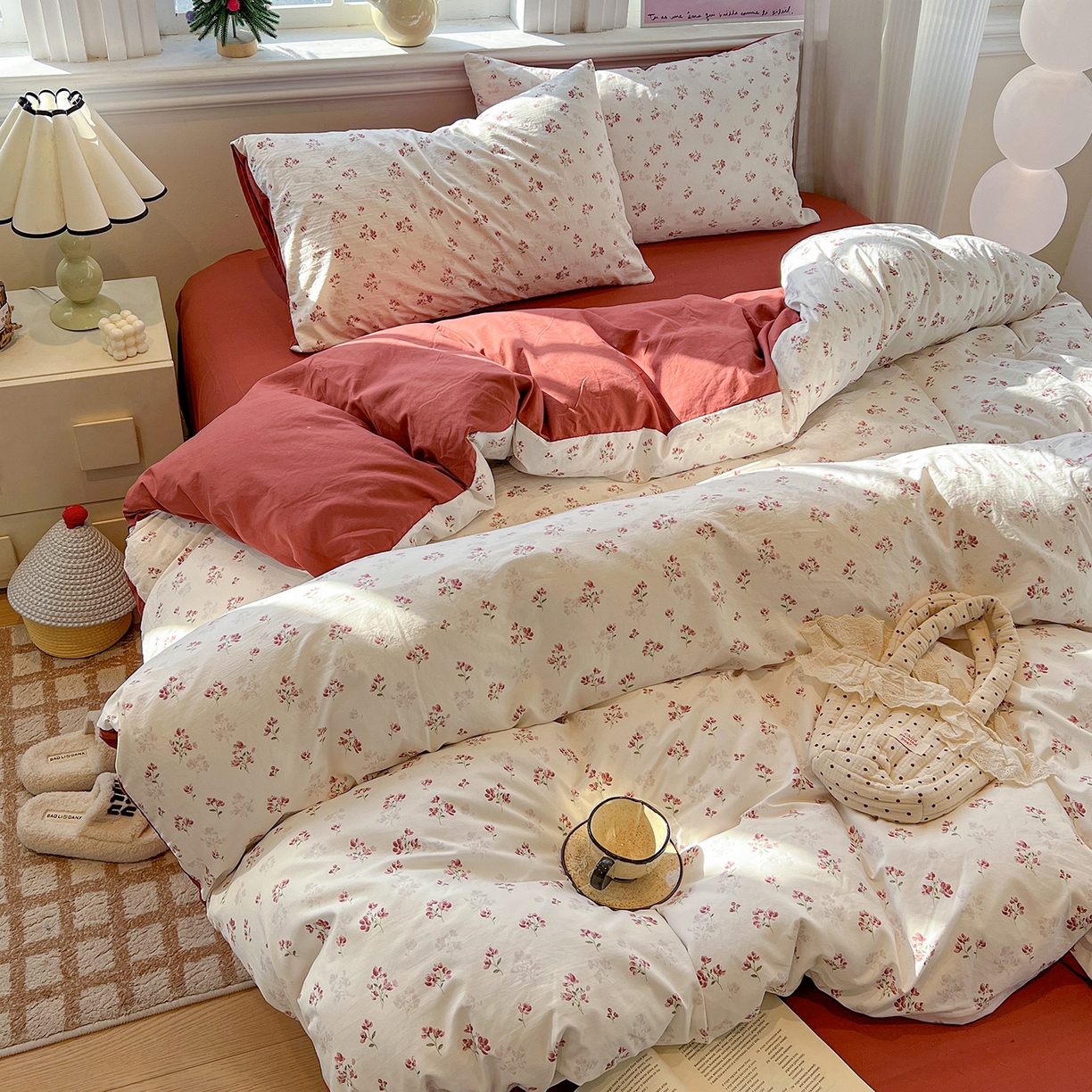 91家纺网 家纺一手货源 找家纺 梵克保罗 2026新款A类古法水洗仿棉云感纱四件套 疏影