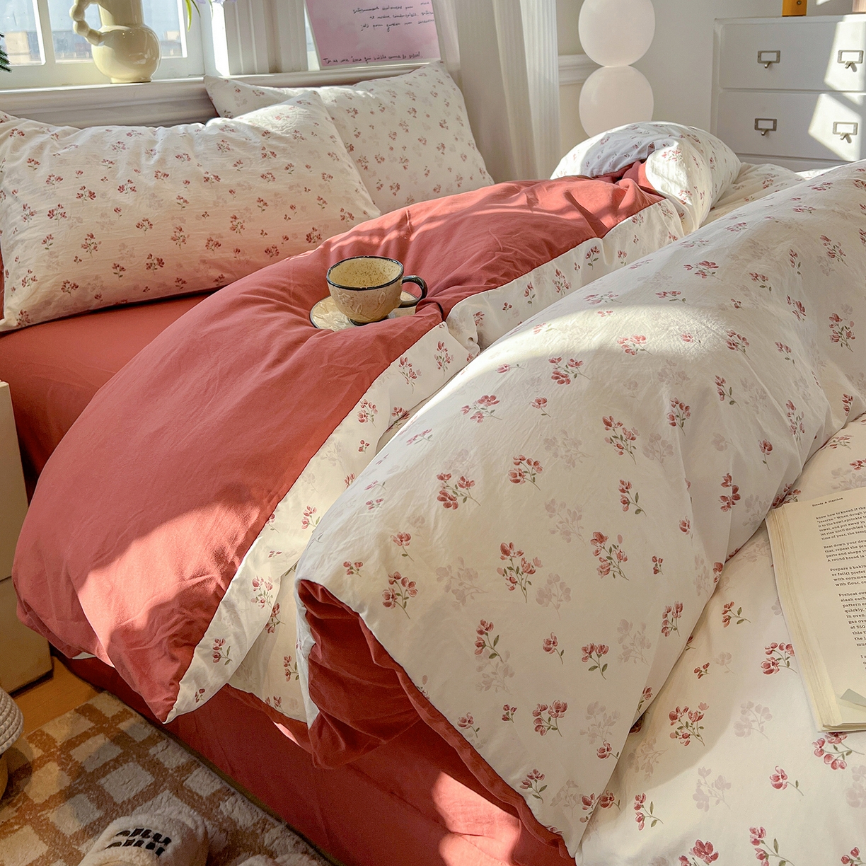 91家纺网 家纺一手货源 找家纺 梵克保罗 2026新款A类古法水洗仿棉云感纱四件套 疏影