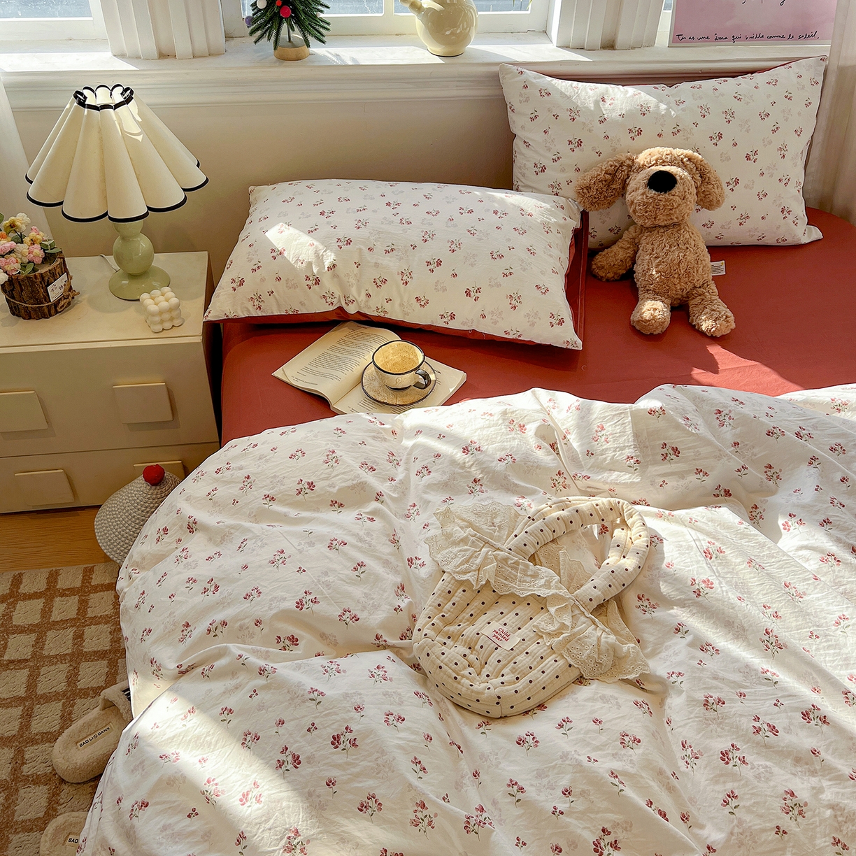 91家纺网 家纺一手货源 找家纺 梵克保罗 2026新款A类古法水洗仿棉云感纱四件套 疏影