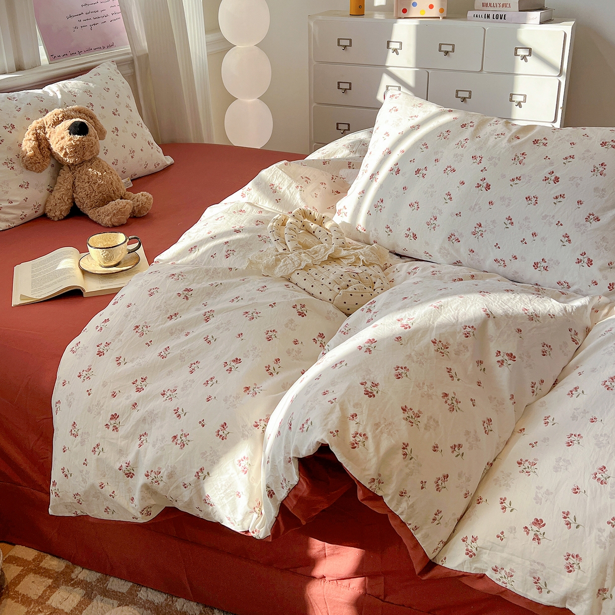 91家纺网 家纺一手货源 找家纺 梵克保罗 2026新款A类古法水洗仿棉云感纱四件套 疏影