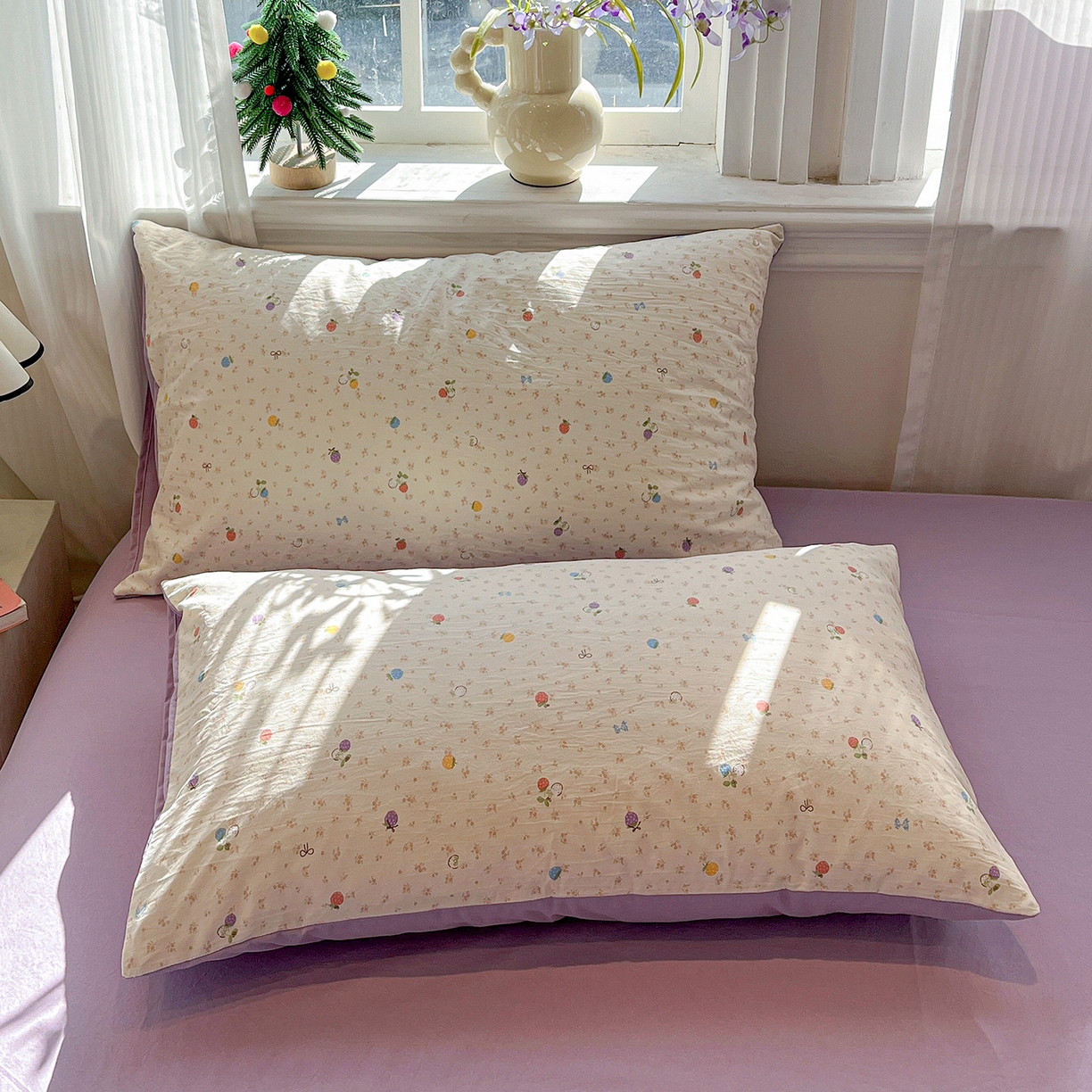 91家纺网 家纺一手货源 找家纺 梵克保罗 2026新款A类古法水洗仿棉云感纱四件套 甜心草莓