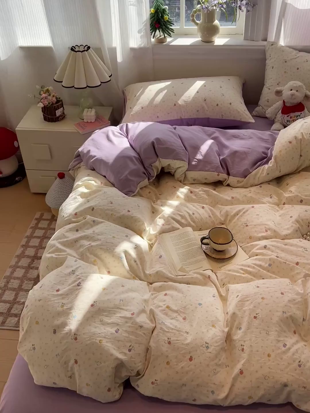 91家纺网 家纺一手货源 找家纺 梵克保罗 2026新款A类古法水洗仿棉云感纱四件套 甜心草莓