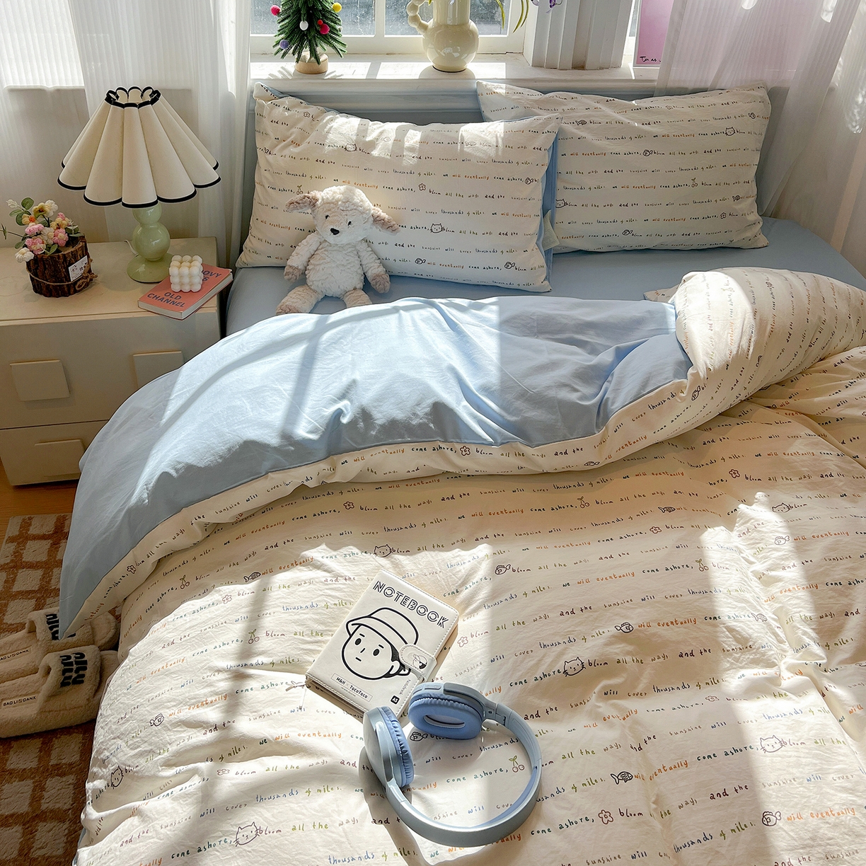 91家纺网 家纺一手货源 找家纺 梵克保罗 2026新款A类古法水洗仿棉云感纱四件套 甜心喵