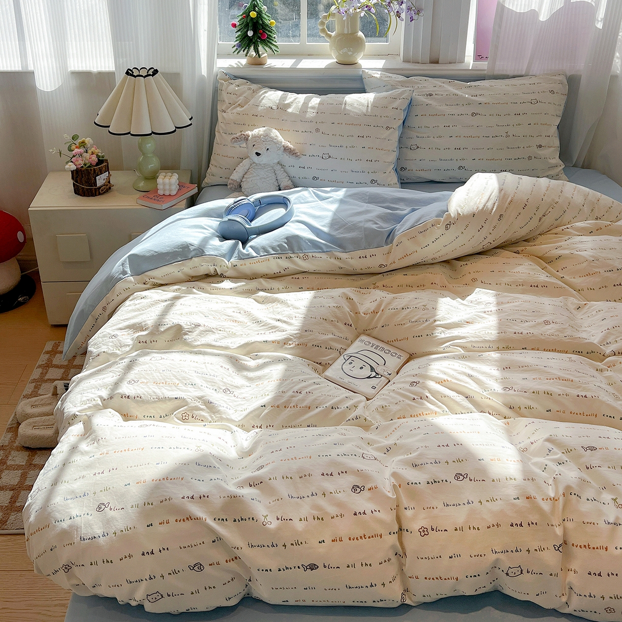 91家纺网 家纺一手货源 找家纺 梵克保罗 2026新款A类古法水洗仿棉云感纱四件套 甜心喵