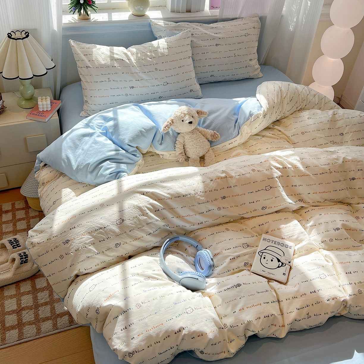 91家纺网 家纺一手货源 找家纺 梵克保罗 2026新款A类古法水洗仿棉云感纱四件套 甜心喵