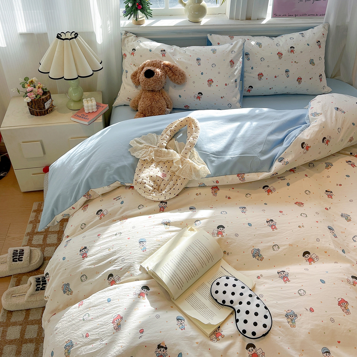 91家纺网 家纺一手货源 找家纺 梵克保罗 2026新款A类古法水洗仿棉云感纱四件套 童趣