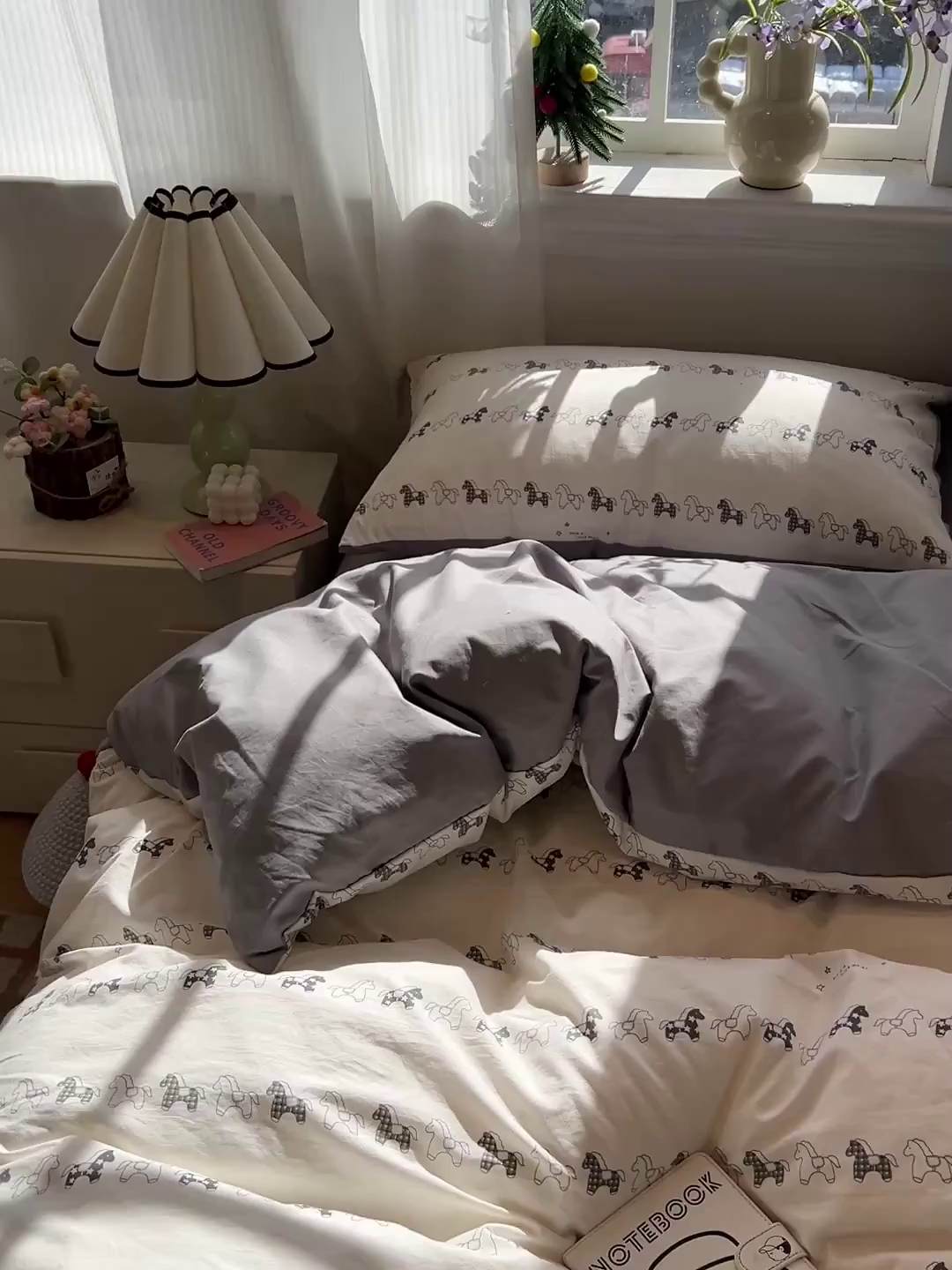 91家纺网 家纺一手货源 找家纺 梵克保罗 2026新款A类古法水洗仿棉云感纱四件套 小木马