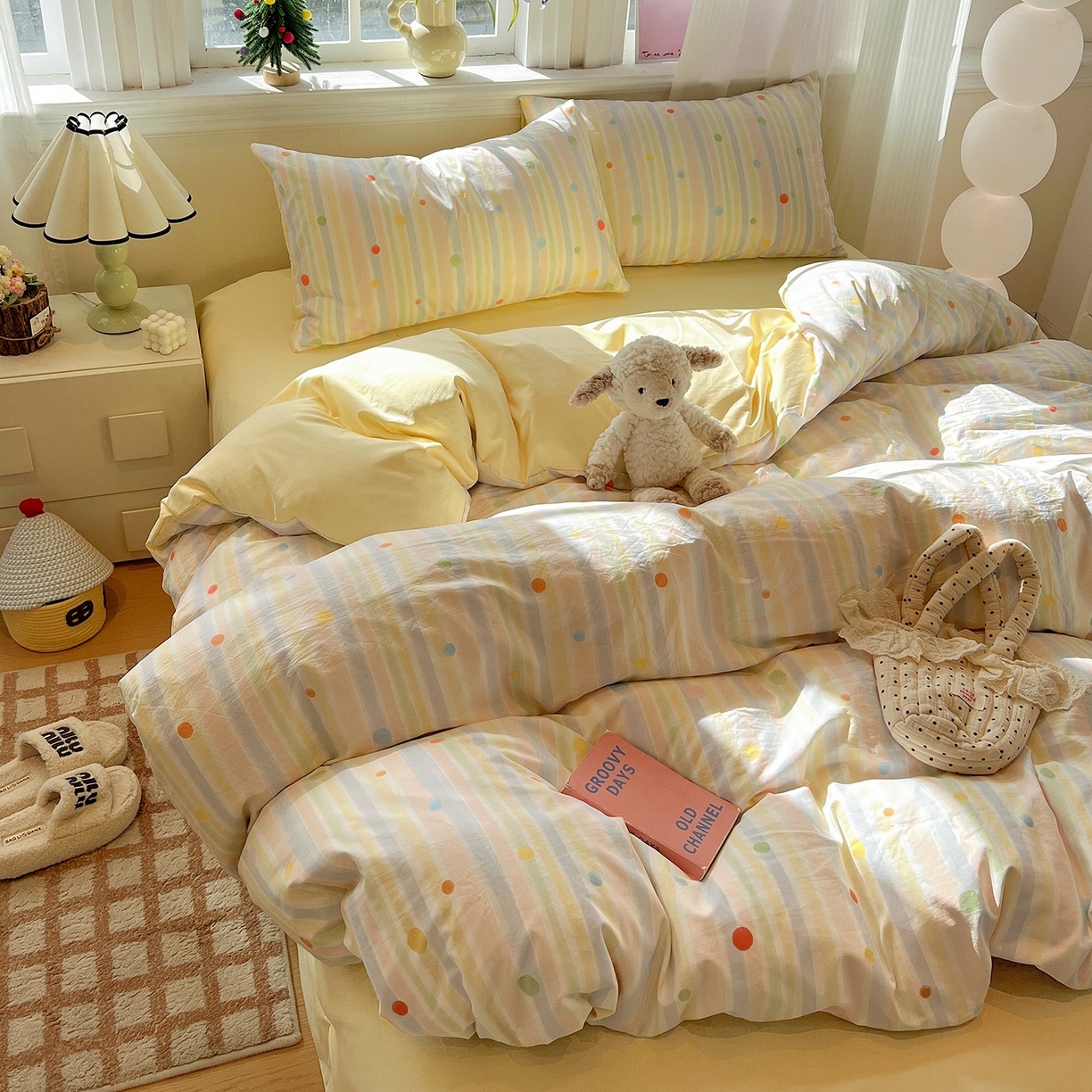 91家纺网 家纺一手货源 找家纺 梵克保罗 2026新款A类古法水洗仿棉云感纱四件套 小时光