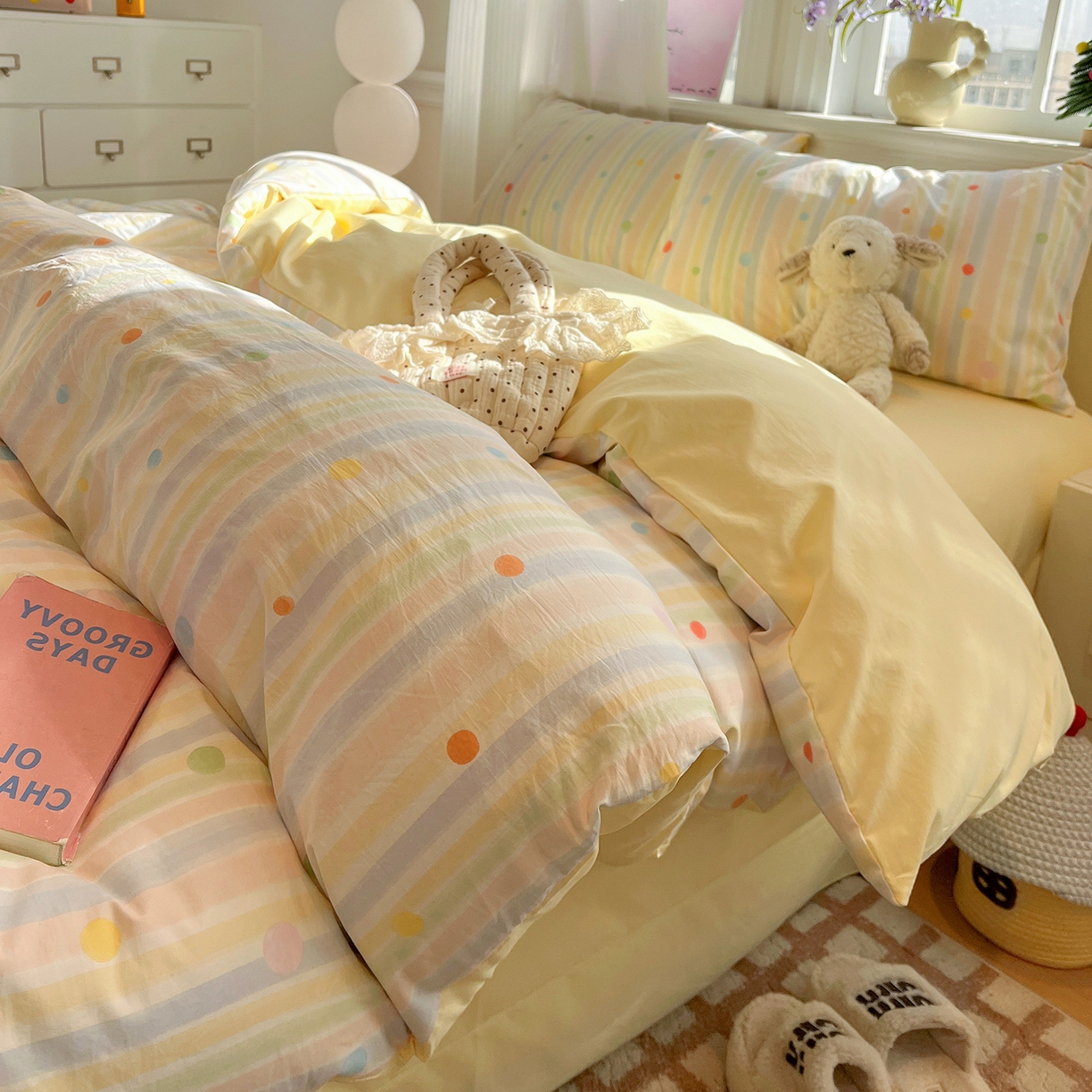 91家纺网 家纺一手货源 找家纺 梵克保罗 2026新款A类古法水洗仿棉云感纱四件套 小时光