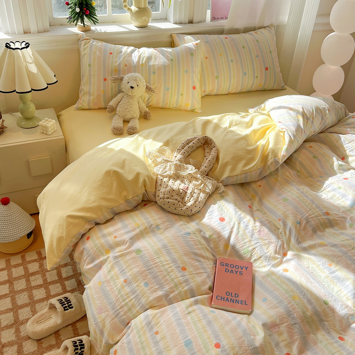 91家纺网 家纺一手货源 找家纺 梵克保罗 2026新款A类古法水洗仿棉云感纱四件套 小时光