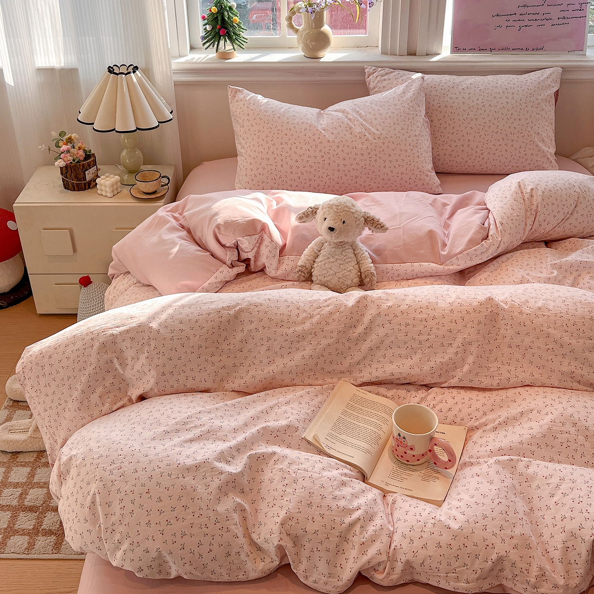 91家纺网 家纺一手货源 找家纺 梵克保罗 2026新款A类古法水洗仿棉云感纱四件套 小幸运