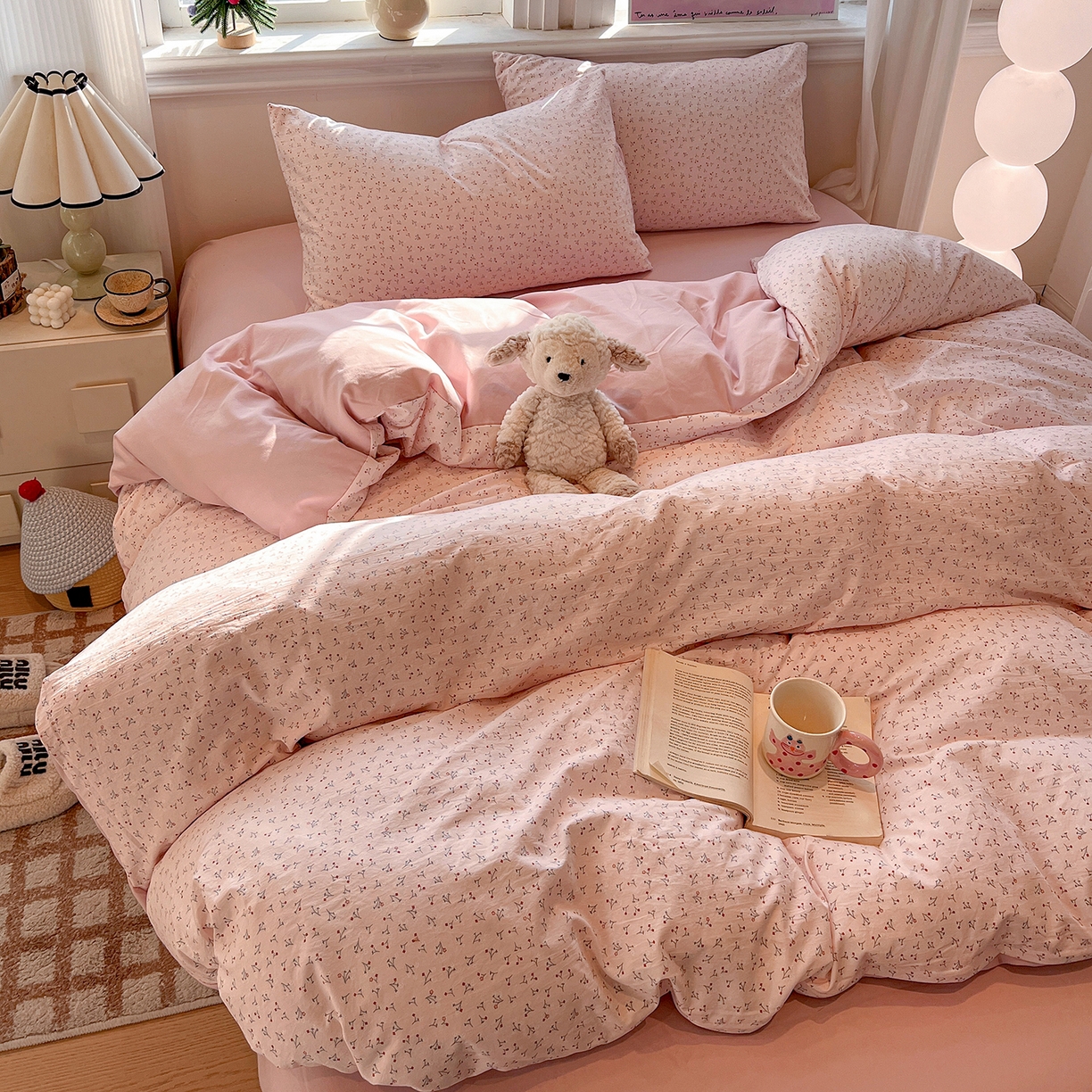 91家纺网 家纺一手货源 找家纺 梵克保罗 2026新款A类古法水洗仿棉云感纱四件套 小幸运