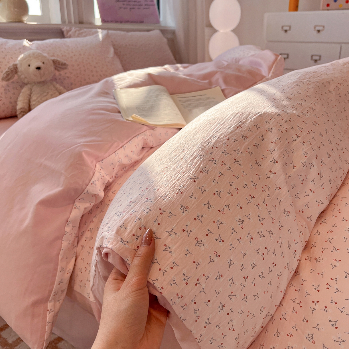 91家纺网 家纺一手货源 找家纺 梵克保罗 2026新款A类古法水洗仿棉云感纱四件套 小幸运