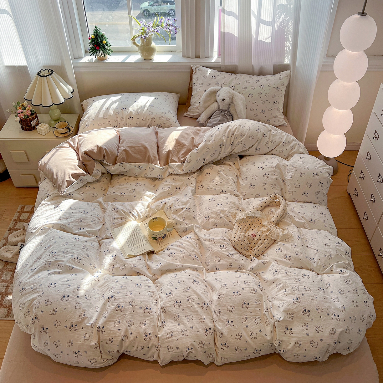 91家纺网 家纺一手货源 找家纺 梵克保罗 2026新款A类古法水洗仿棉云感纱四件套 修修狗