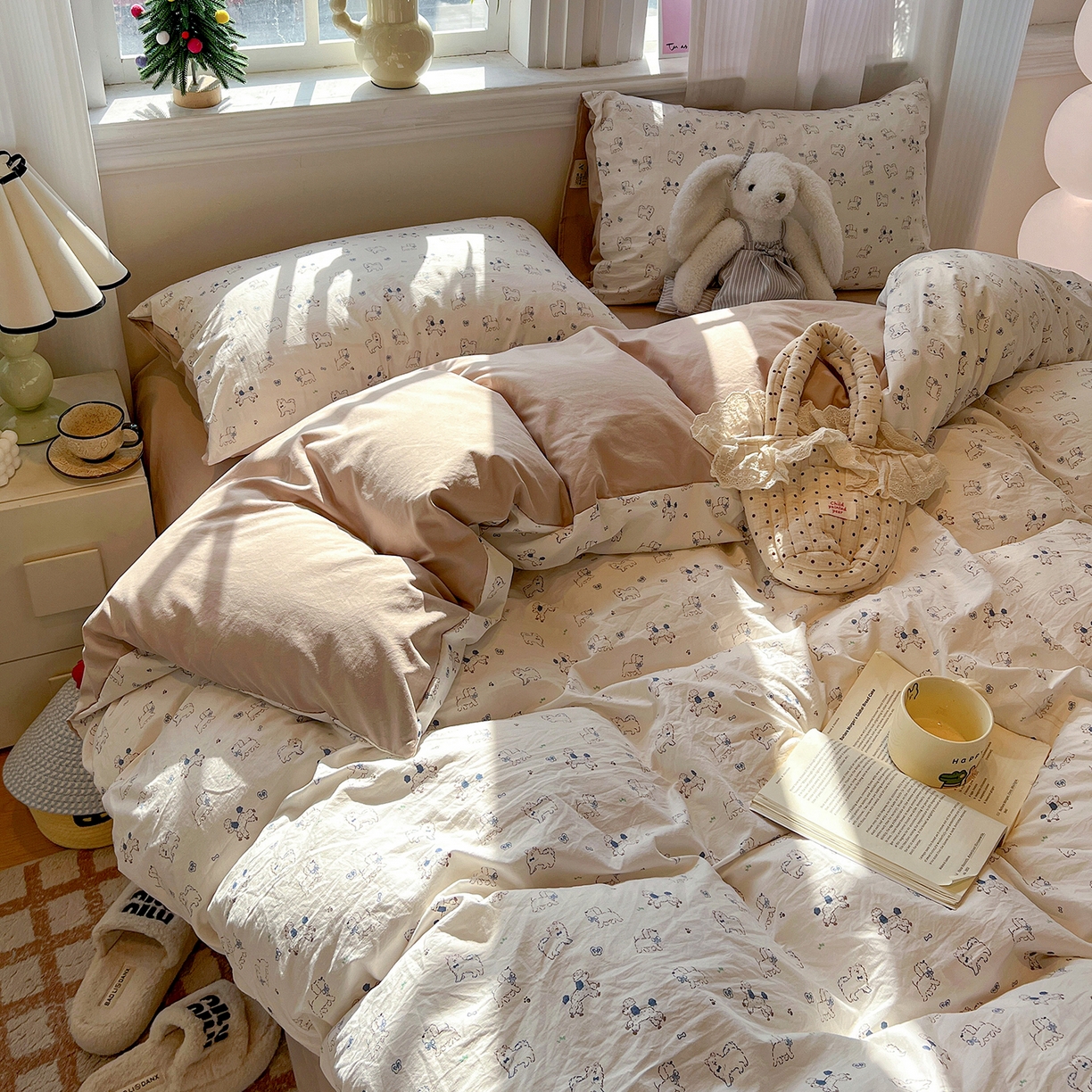 91家纺网 家纺一手货源 找家纺 梵克保罗 2026新款A类古法水洗仿棉云感纱四件套 修修狗