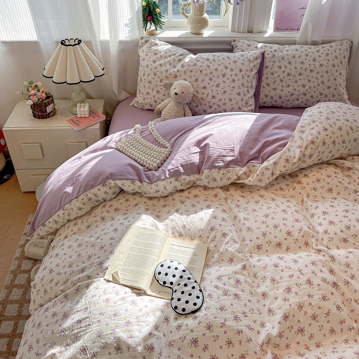 91家纺网 家纺一手货源 找家纺 梵克保罗 2026新款A类古法水洗仿棉云感纱四件套 薰衣草