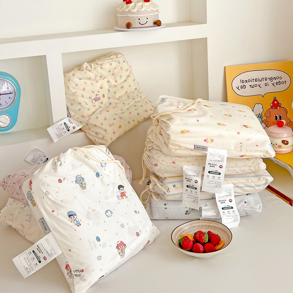 91家纺网 家纺一手货源 找家纺 梵克保罗 2026新款A类古法水洗仿棉云感纱四件套 组合图仅供展示