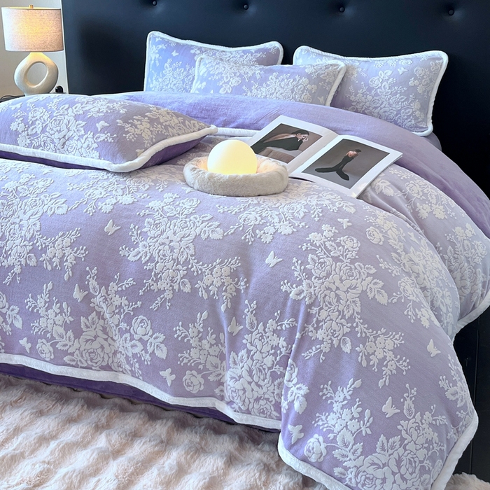 91家纺网 家纺一手货源 找家纺 （总）诺梵 高端2025雕花绒四件套牛奶烂花绒大包边被套_控价标准高于149，加大高于159