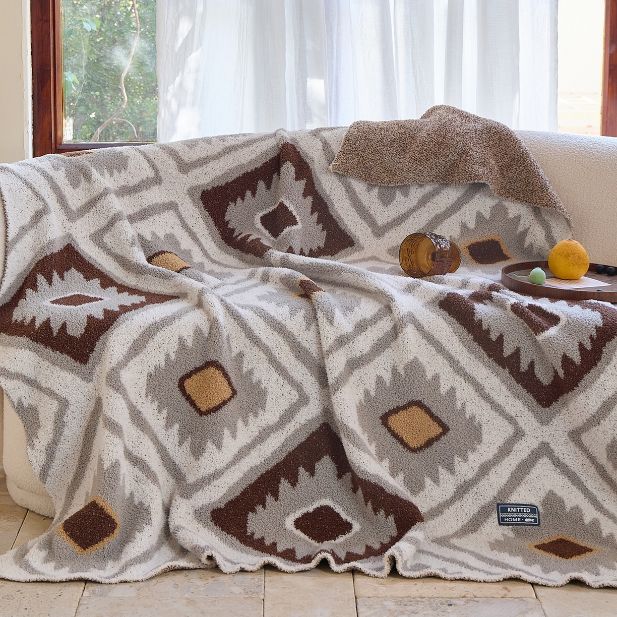 91家纺网 家纺一手货源 找家纺 （总）暖绵绵家纺 2026新款桑罗帕几何纹织毯 毛毯毯子（券后/折后零售价不得低于173元）